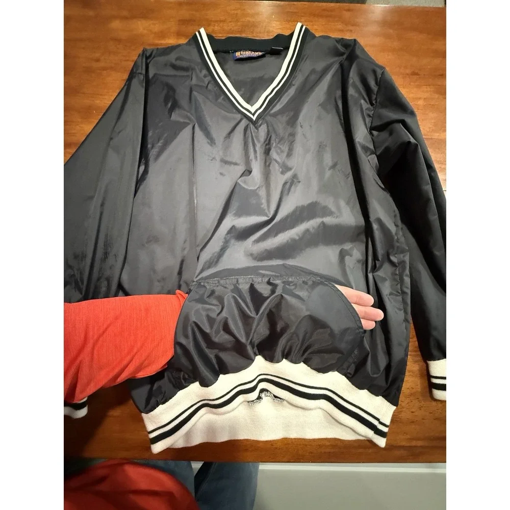 VTG Highland Outfitters Black V Neck Pullover Windbreaker‎ Jacket Men's Large L